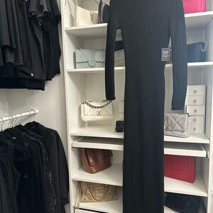 JLUXLABEL Black Long Sleeve Ribbed Dress